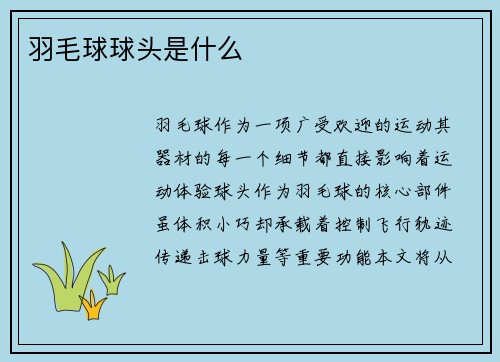 羽毛球球头是什么
